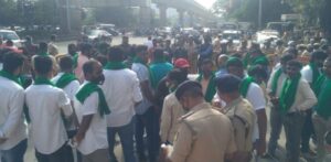 Hundreds of people protest against the farm laws in the streets of Bengaluru