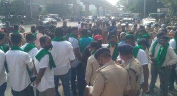 Hundreds of people protest against the farm laws in the streets of Bengaluru