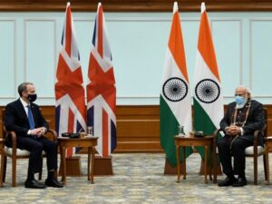 PM Modi holds a meeting with UK Foreign Secretary Dominic Saab